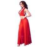 CHILIROSE - CR 4857 ENSEMBLE HAUT ET PANTALON ROUGE TAILLE M