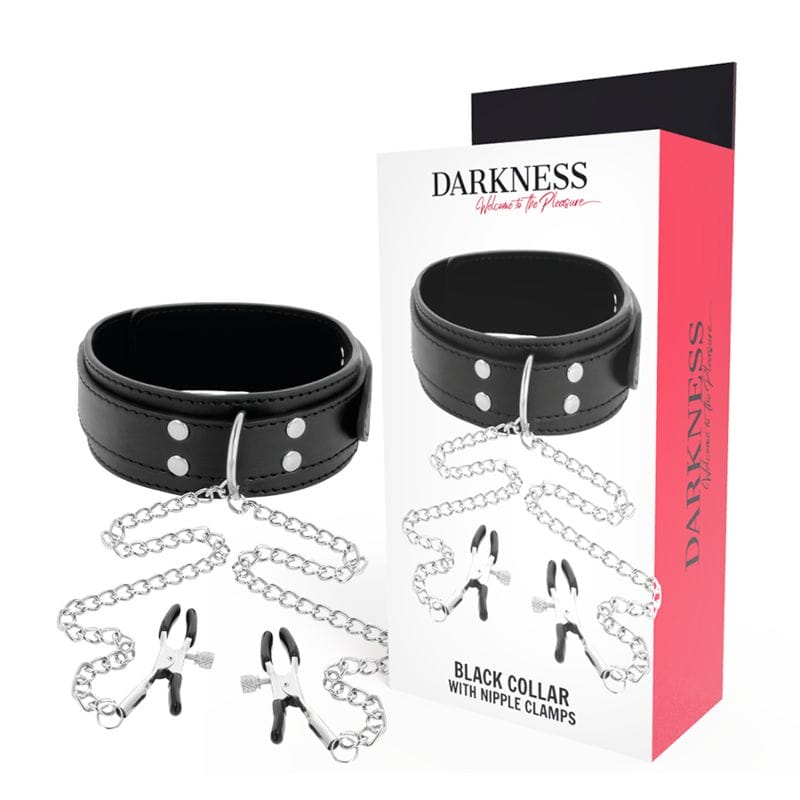 DARKNESS - COLLIER AVEC PINCES NIPPLE NOIR DARKNESS - COLLIER AVEC PINCES NIPPLE NOIR – Image 1