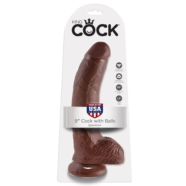 KING COCK - 9 GODE MARRON AVEC BOULES 22.9 CM KING COCK - 9 GODE MARRON AVEC BOULES 22.9 CM – Image 1