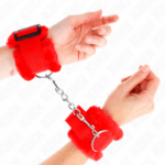 KINK - APPUI-POIGNETS DOUBLÉS DE FOURRURE ROUGE AJUSTABLE 17-31 CM X 7 CM – Image 4