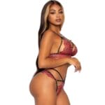 LEG AVENUE - 81623 ENSEMBLE SOUTIEN-GORGE + STRING BORDEAUX TAILLE L – Image 2