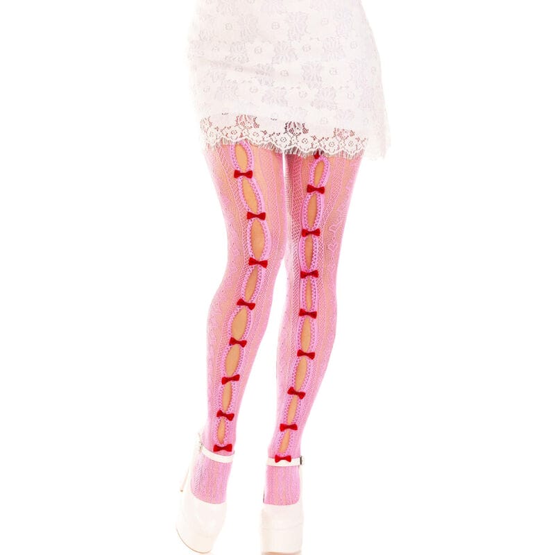 LEG AVENUE - BAS AVEC OUVERTURES COEUR & NOEUDS ROSE LEG AVENUE - BAS AVEC OUVERTURES COEUR & NOEUDS ROSE – Image 1