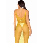 LEG AVENUE - ROBE LONGUE FILET JAUNE TAILLE UNIQUE – Image 3
