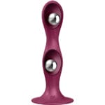 SATISFYER - GODE EN SILICONE DOUBLE BALL-R GRENAT – Image 2