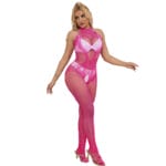 SUBBLIME - 952389 BODYSTOCKING RÉSILLE ET DENTELLE SANS FOURRURE AVEC COL MONTANT ROSE TAILLE UNIQUE – Image 5