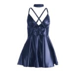 SUBBLIME - 955410 ROBE À BRETELLES EN CUIR BLEU S/M – Image 6