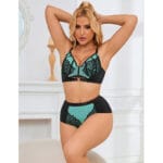 SUBBLIME - 955564 ENSEMBLE SOUTIEN-GORGE À FERMETURE ÉCLAIR EN CUIR VERNI VERT L/XL – Image 10
