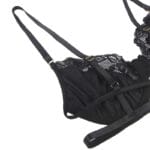 SUBBLIME - ENSEMBLE 3 PIÈCES SOUTIEN-GORGE + STRING + JARRETIÈRE DENTELLE NOIR S/M – Image 5