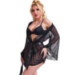 SUBBLIME - ROBE EN TISSU TRANSPARENT AVEC DÉTAIL DENTELLE NOIR L/XL – Image 4